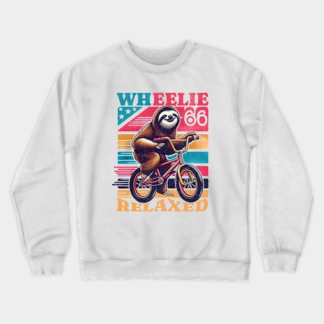 Sloth Cycling On BMX Crewneck Sweatshirt by BeanStiks